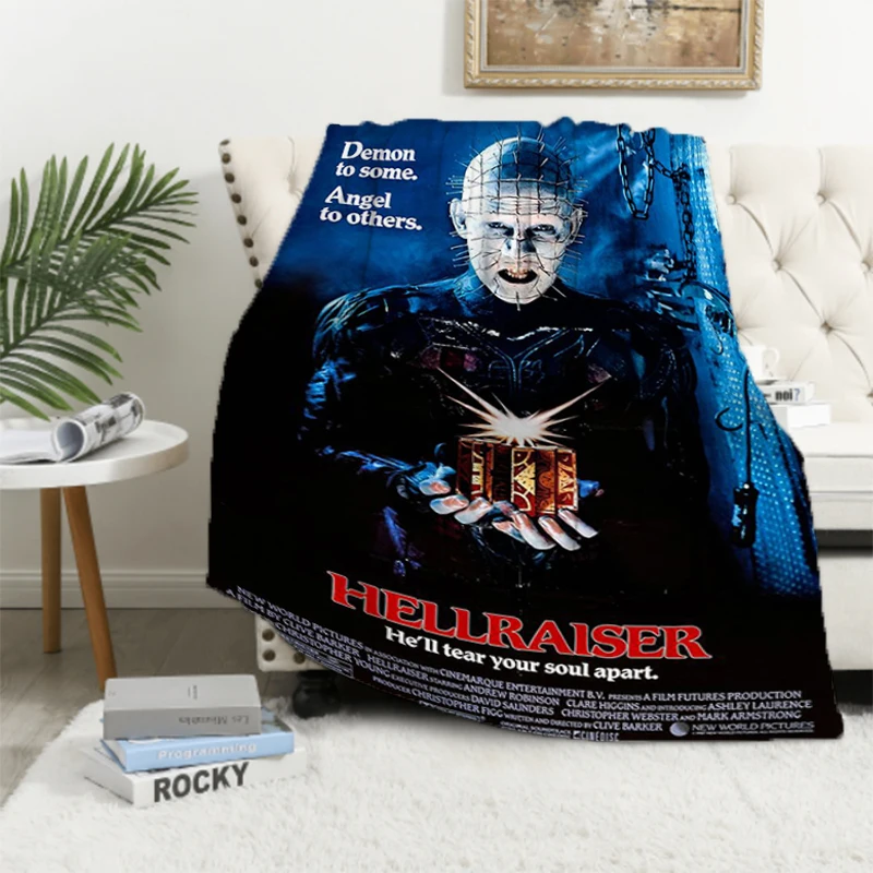 

2022 Hellraiser Fantasy Horror Suspense Movie Blanket for Sofa Blankets Microfiber Bedding King Lid Knee Bed Decorative Fleece