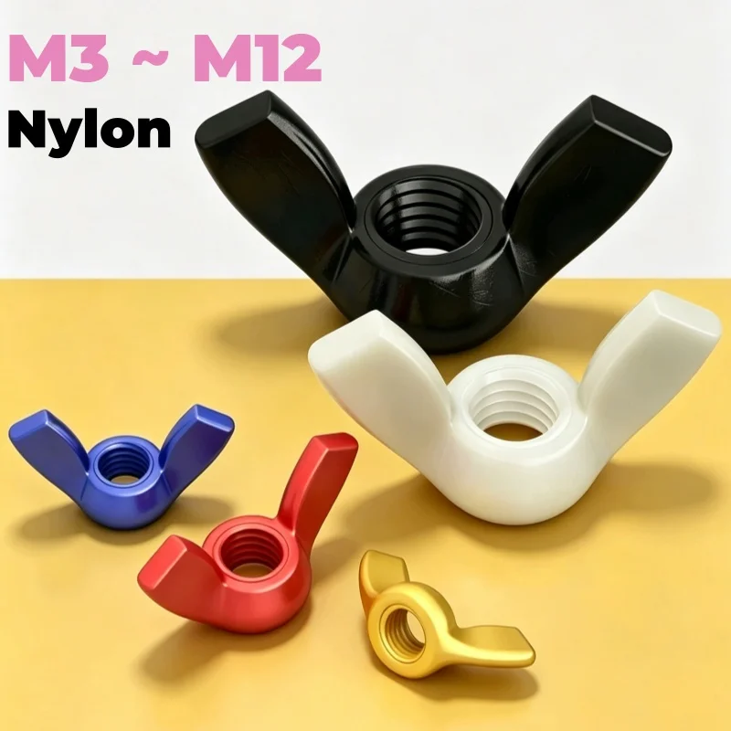 Black/White/Red/Yellow/Blue M3 ~ M12 Nylon Wing Nut Butterfly Nut Plastic Wing Nuts Insulation