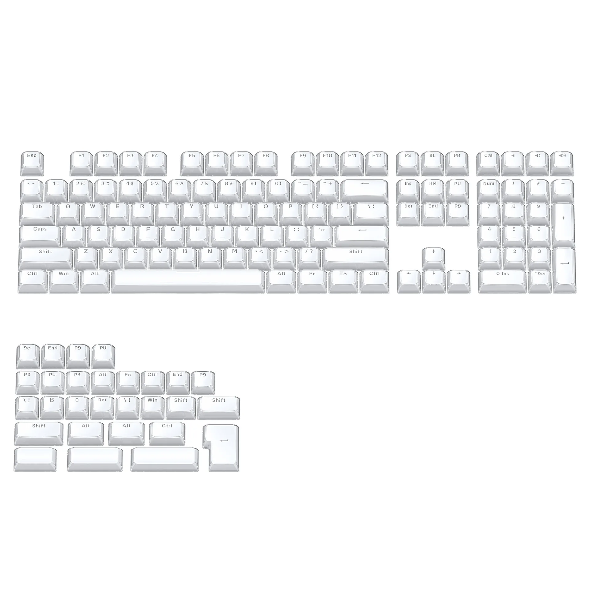 136 مفتاحًا كريستال شفاف Keycap PC لونين حقن ASA جيلي بودنغ لـ 61/68/75/84/87/108 أغطية مفاتيح لوحة المفاتيح الميكانيكية