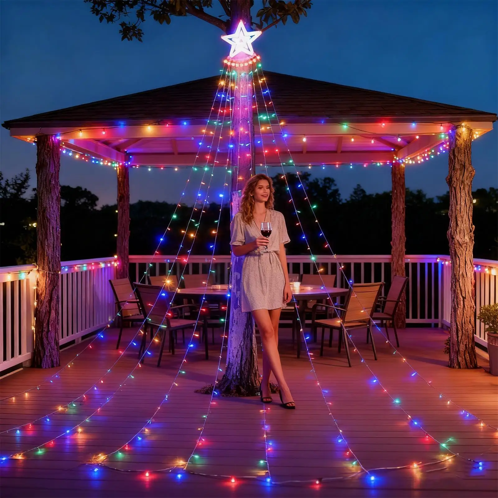 

Solar Outdoor Christmas Lights 11Ft LED Waterproof Solar Power Christmas Lights Outdoor Decor for Garden Pathway Patio Porch