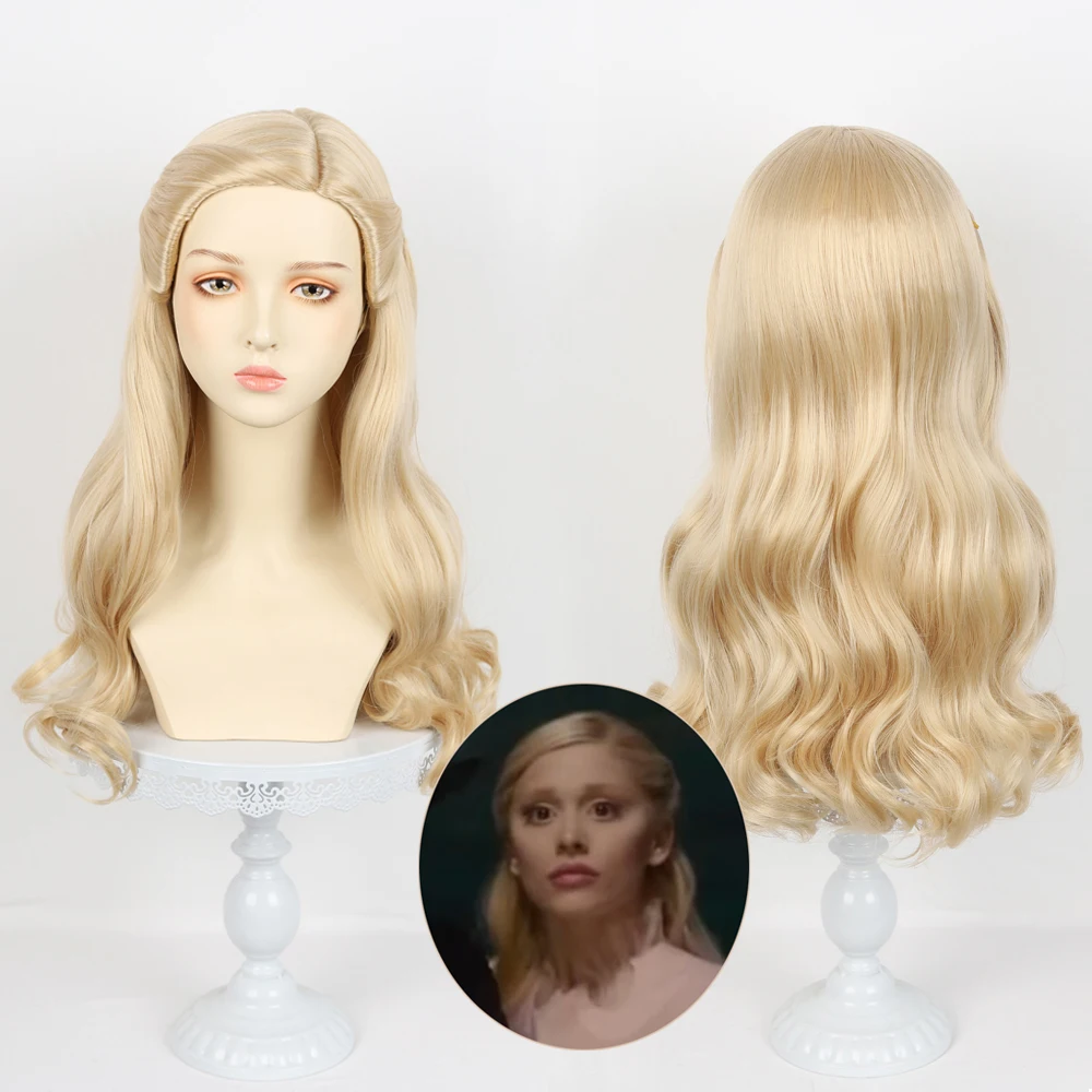 Movie Wicked 2024 Film Glinda Cosplay Wig Blond Long Hair Elphaba Glinda Cosplay For Halloween Party Role Play Suit Props