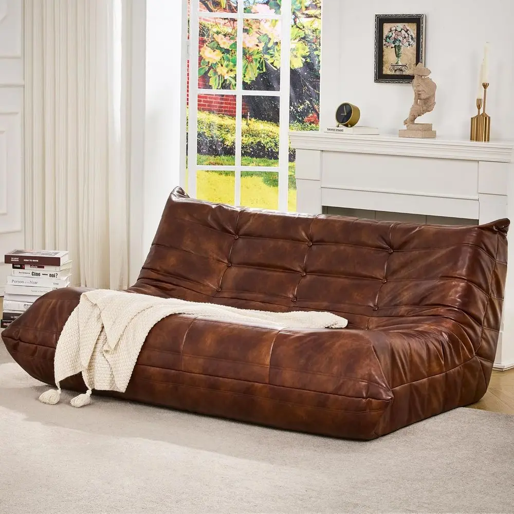 

Brown 3-Seater Giant Bean Bag Chair for Adults, Ideal for Living Room, Bedroom, or Office