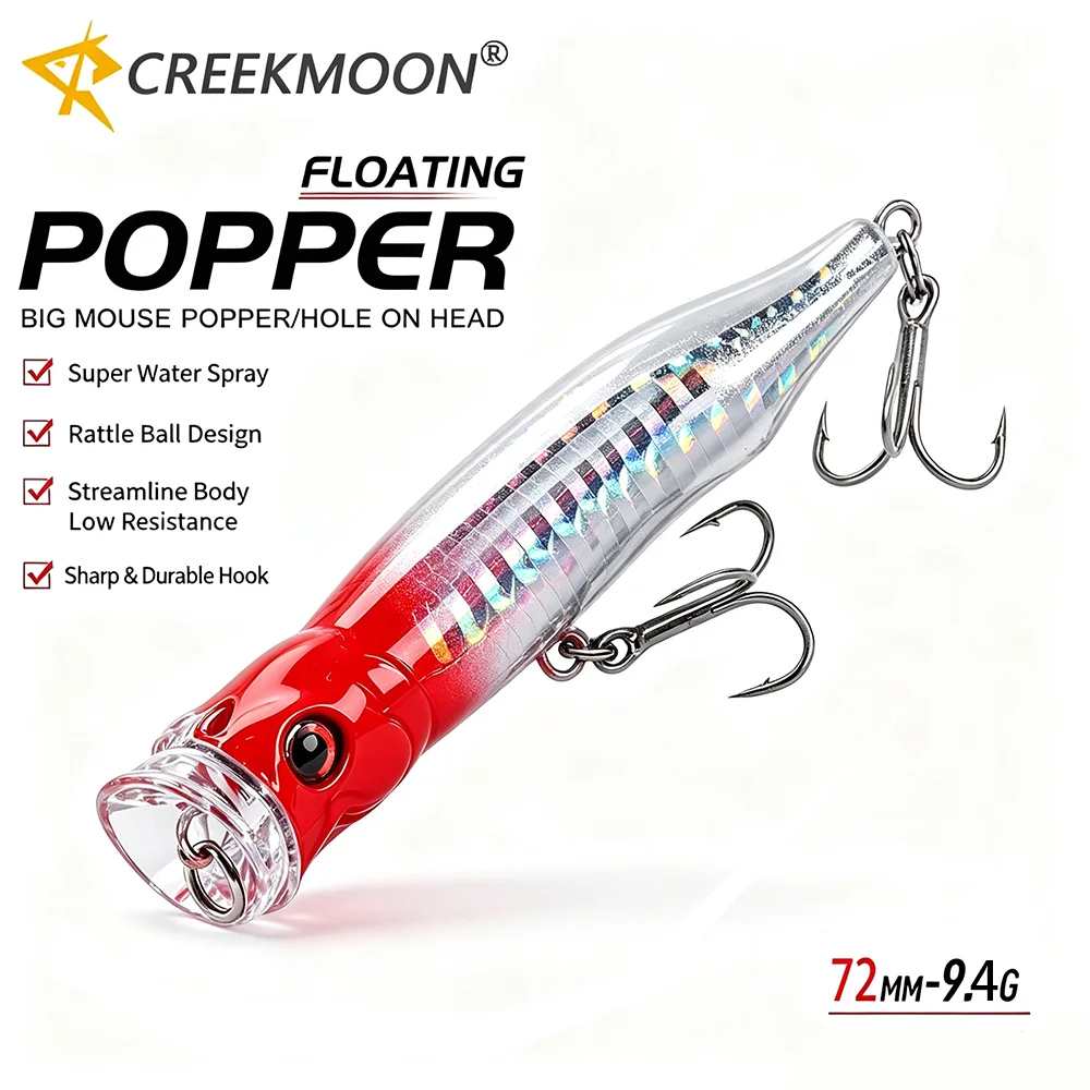 Topwater Popper Minnow Angelköder 9,4g Schwimmender Topwater-Meereswobbler Künstlicher Bionischer Hartköder Bass-Wobbler für Salzwasser