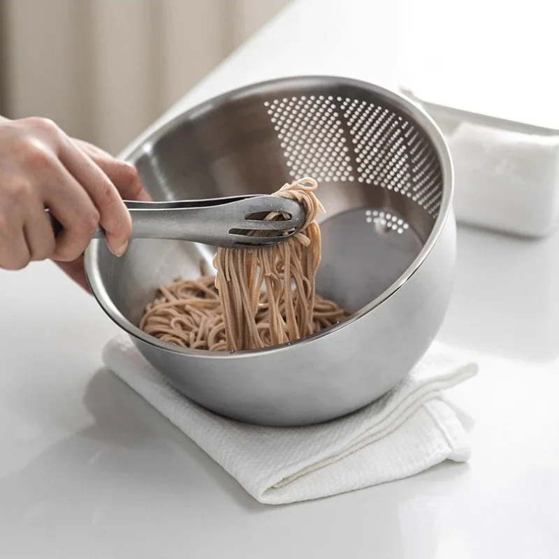 Stainless Steel Drain Basin Large Capacity Vegetable Washing Basket  Multifunctional Fruit Basket Rice Rinsing Basin for Kitchen