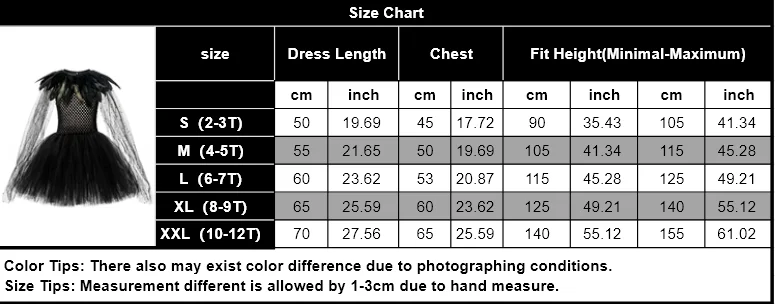 Mädchen Gothic Dark Fallen Kostüm Spitzen-Tüll Langes Kleid für Halloween Cosplay Geburtstag Karneval Bühnenparty – Detail 13