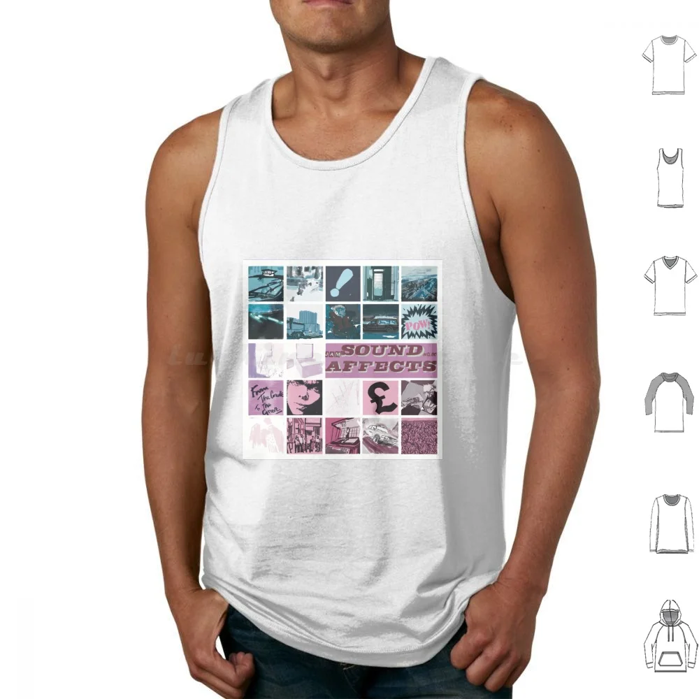 Sound Affects Tank Tops Print Cotton Sound Affects Album Cover Hand Drawn Music Band Pink White Sky Blue