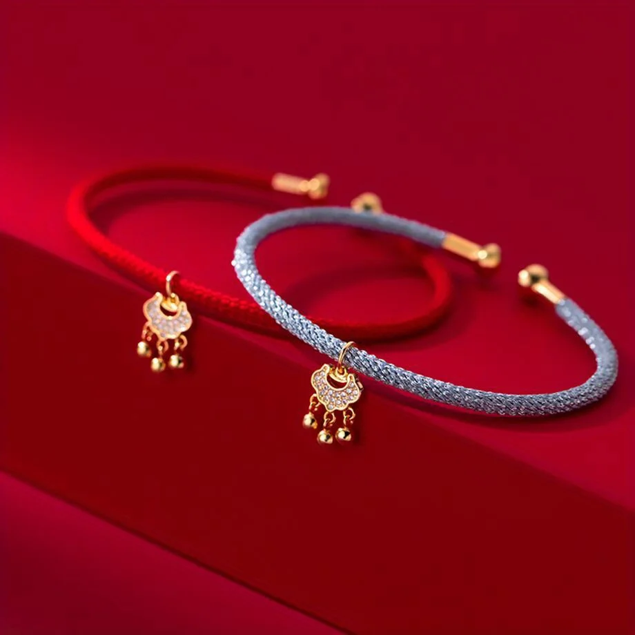 1pc Colorful Steel Wire Rope Copper Buckle Bracelet, Unisex Simple Fashion Daily Couple Jewelry