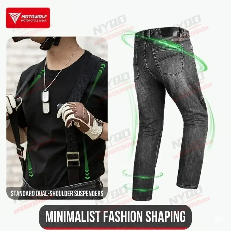 Motorcycle Riding Jeans with Summer Built-in Protective Gear, Anti Fall, High Elasticity, Casual and Breathable for Men