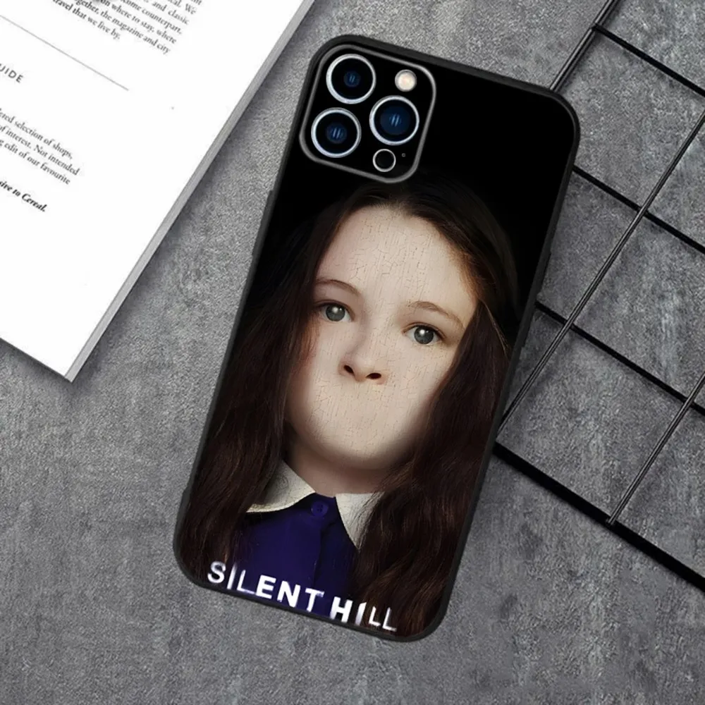 S-Silent Hill Horror Phone Case For Apple iPhone 15,14,13,12,11,XS,XR,X,8,7,Pro,Max,Plus,mini Silicone Black Cover