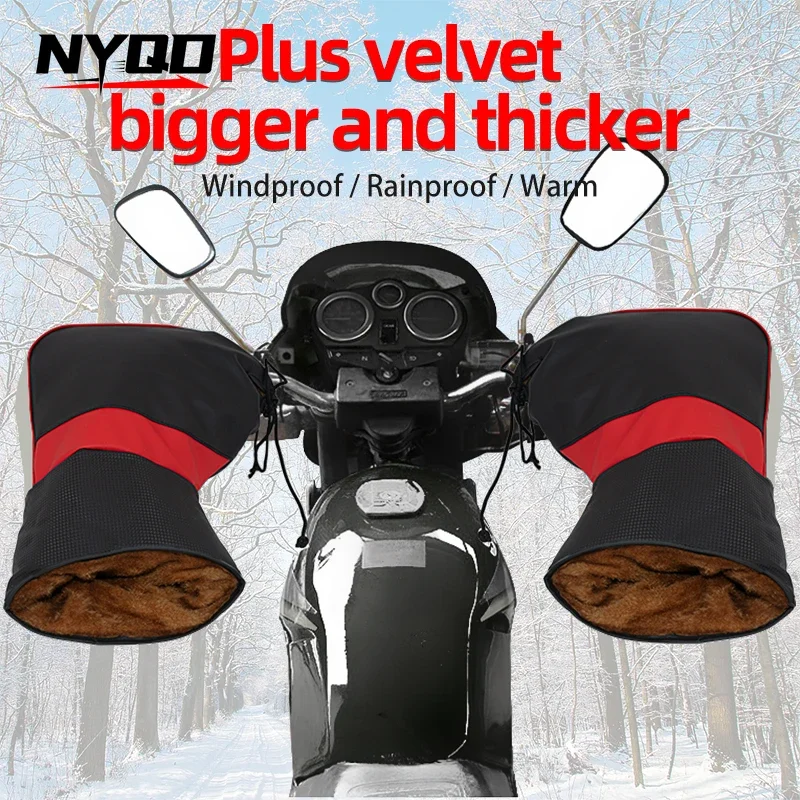 Motorbike Reflective Handlebar Covers Warm Winter Ourdoor Windproof Muffs Gloves Thickened Thermal Protection Accessoires Moto