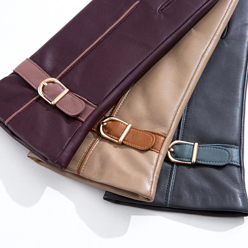 قفازات جلدية ملونة على الموضة للخريف والشتاء، قفازات ناعمة ومريحة مقاومة للبرد والرياح مناسبة للأنشطة الخارجية