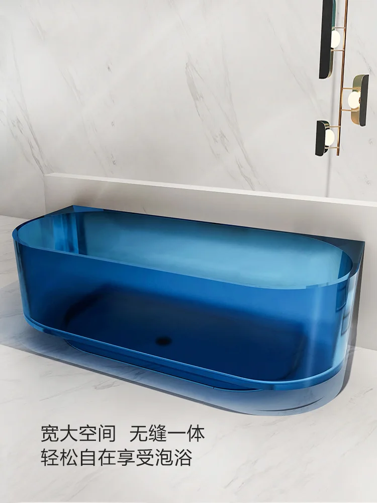 

Skirt edge against the wall clear resin bathtub Home freestanding small apartment hotel B&B Crystal bathtub