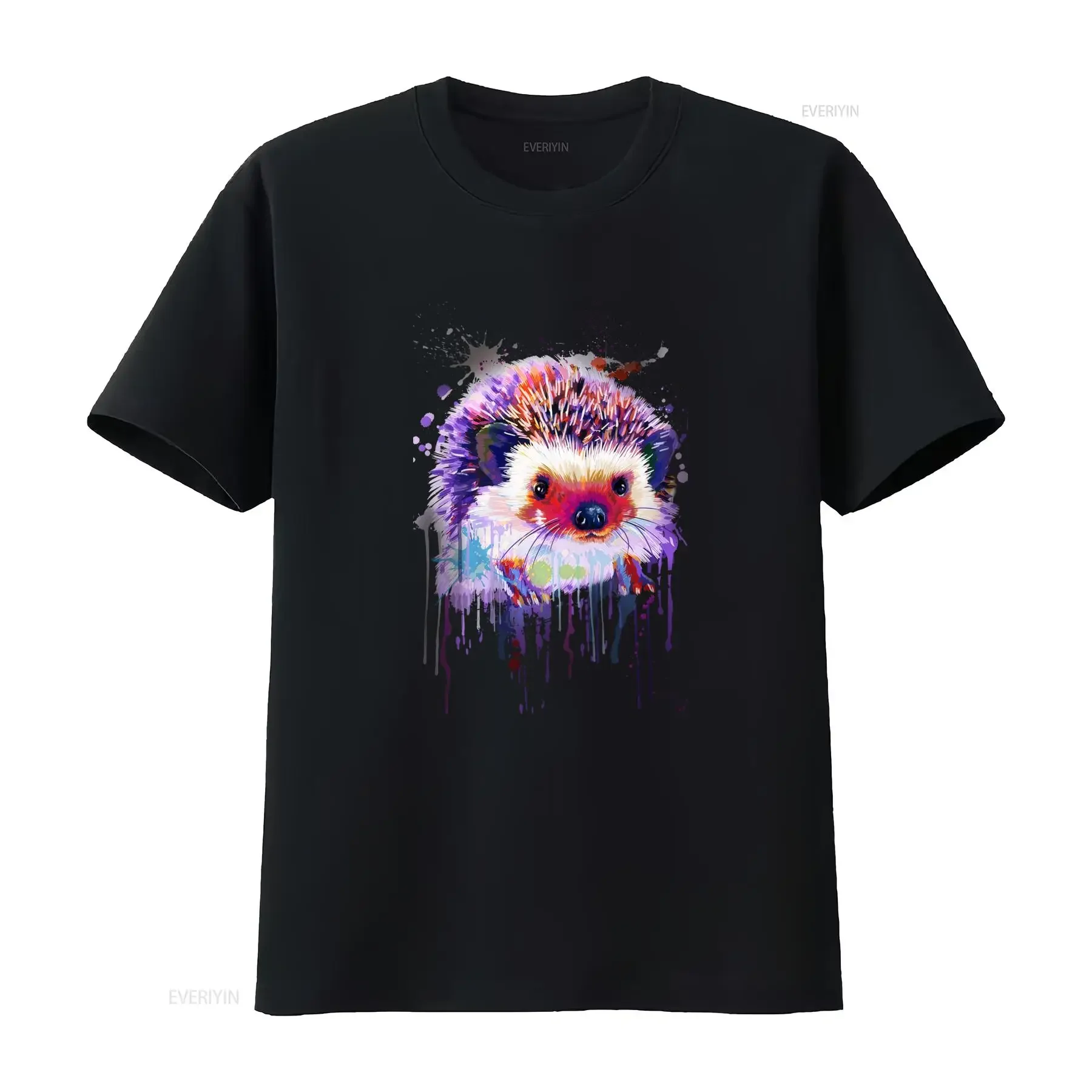 T shirt Homme Aquarelle Hérisson 100 Coton vintage Washed Soft Top For Everyday Wear designer clothes Unisex Casual Slightly
