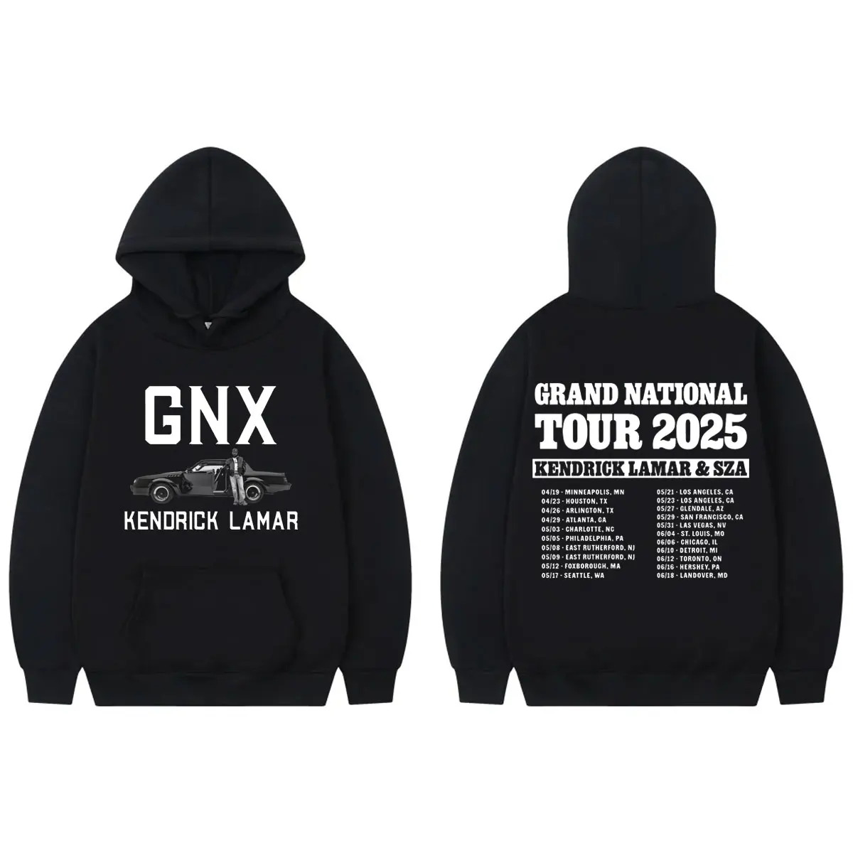 

Rapper Kendrick Lamar GNX Graphic Hoodies Grand National Tour 2025 Hooded Sweatshirt Men Women Fashion Hip Hop Vintage Pullovers