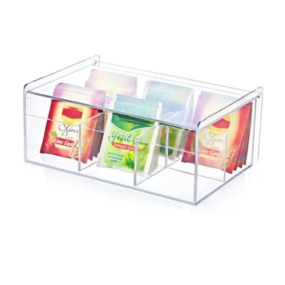 Tea Box Coffee Tea Bag Teacup Fewer Storage Holder Organizer Set Cover 6 Compartments Cabinets Home Tea Acrylic Is China