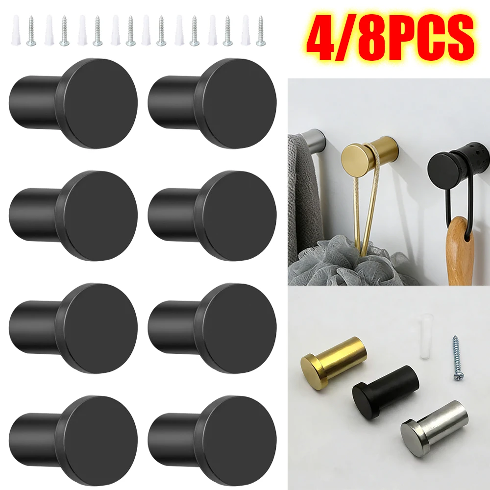    4/8 Uds. Ganchos cilíndricos para colgar ropa con tornillo, para montaje en pared de baño, para toallas, llaves, bolsos, batas, garaje, baño