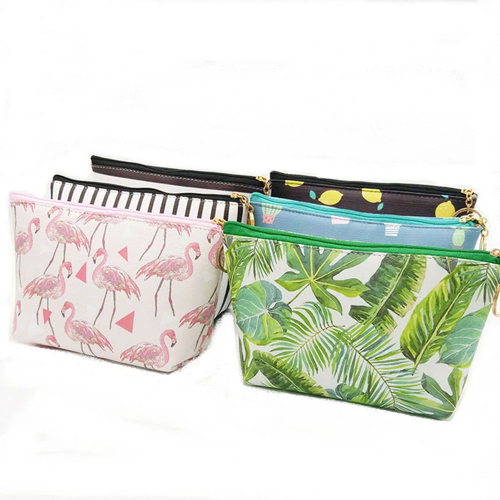 

Portable Cosmetics Storage Bag PU Travel Makeup Organizer Waterproof Pouch with Printing(Lemon)