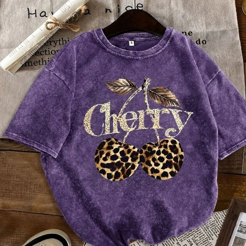 American Vintage Cotton Short-sleeved Crew Neck Make Old Letter Print Pattern Oversized T-Shirts Unisex Hip Hop Streetwear Tops