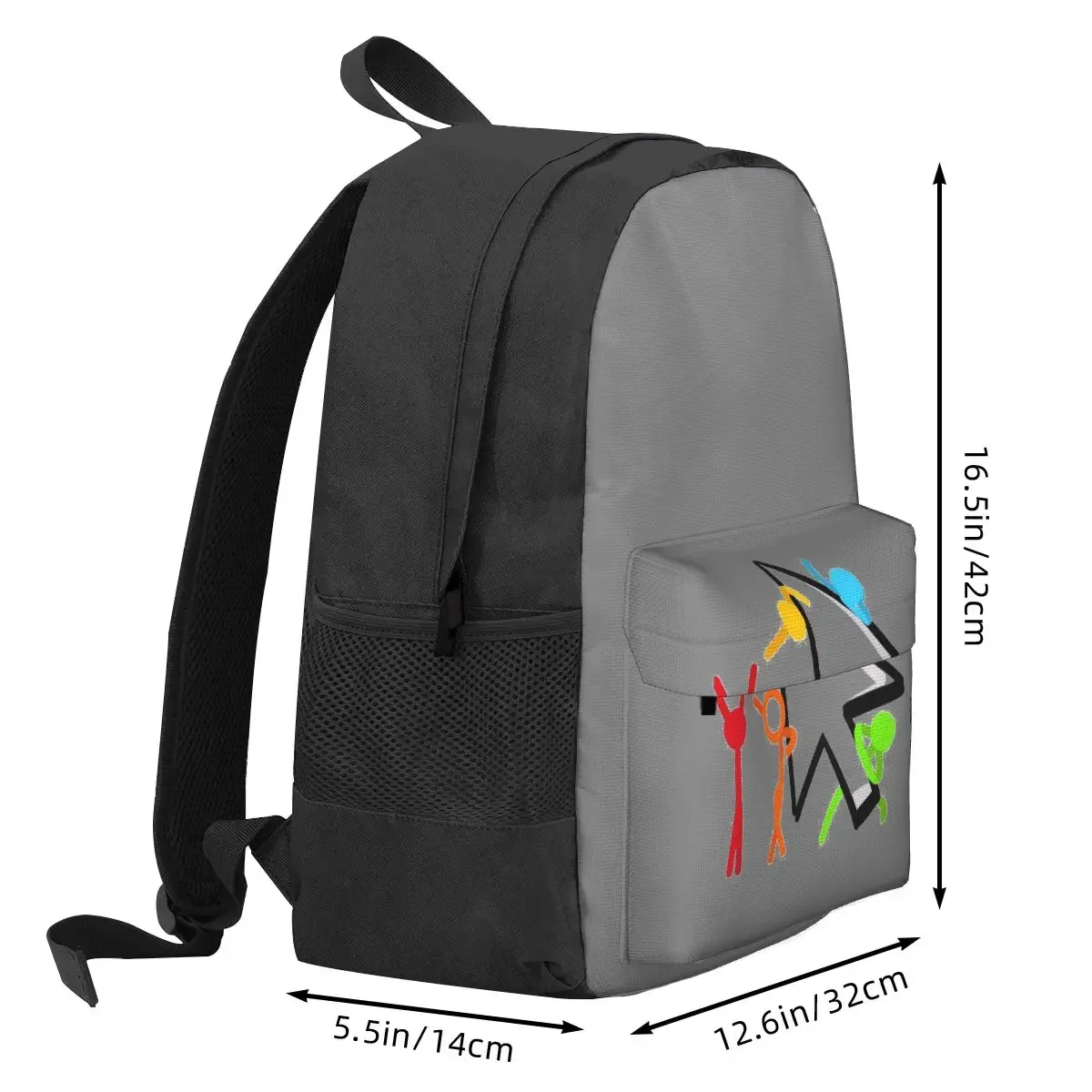 Alan Becker Five Stick Figures With Fire Mouse Pickaxe Backpack Student BookBag Children School Bag Computer  for Men Women