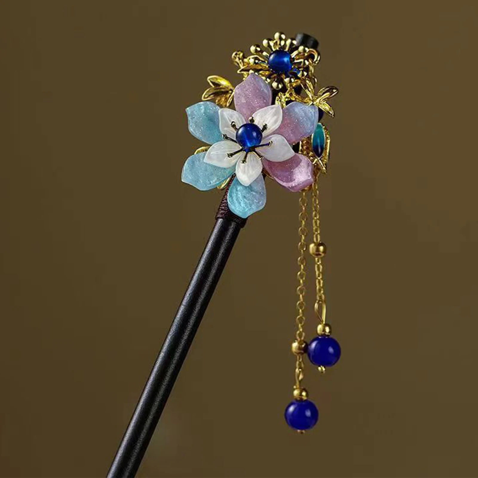 Horquilla para el pelo con flor de perlas de imitación, de sándalo tradicional, estilo vintage, accesorio para el pelo para Hanfu, cosplay y fiestas, tocado retro