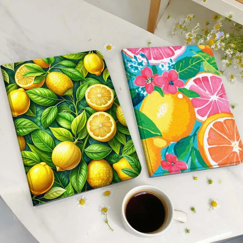 

Fresh Lemon Leaf Pattern Tablet Case For Huawei Honor MatePad MediaPad Air 5 6 7 11 V6 V7 V8 V9 X9 X8 T10 T10s C5e T5 Gift