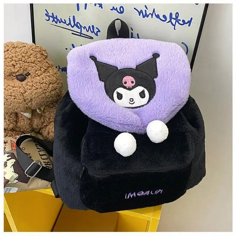 Kuromi Backpack Y2K Sanrio Plush Bag My Melody Pochacco Plush Schoolbag Student School Bag High Capacity Women's Bag Girl Gift