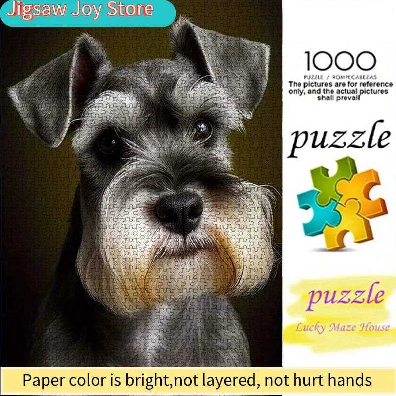 DIY Paper Puzzle, Featuring High-Definition Images of Miniature Schnauzer Dogs on Premium White Cardstock Material. Suitable