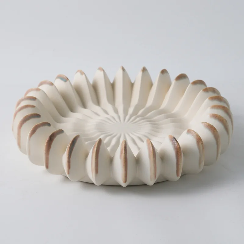 Ceramic fruit plate household living room coffee table desktop creative light luxury high-end snack plate storage ornament