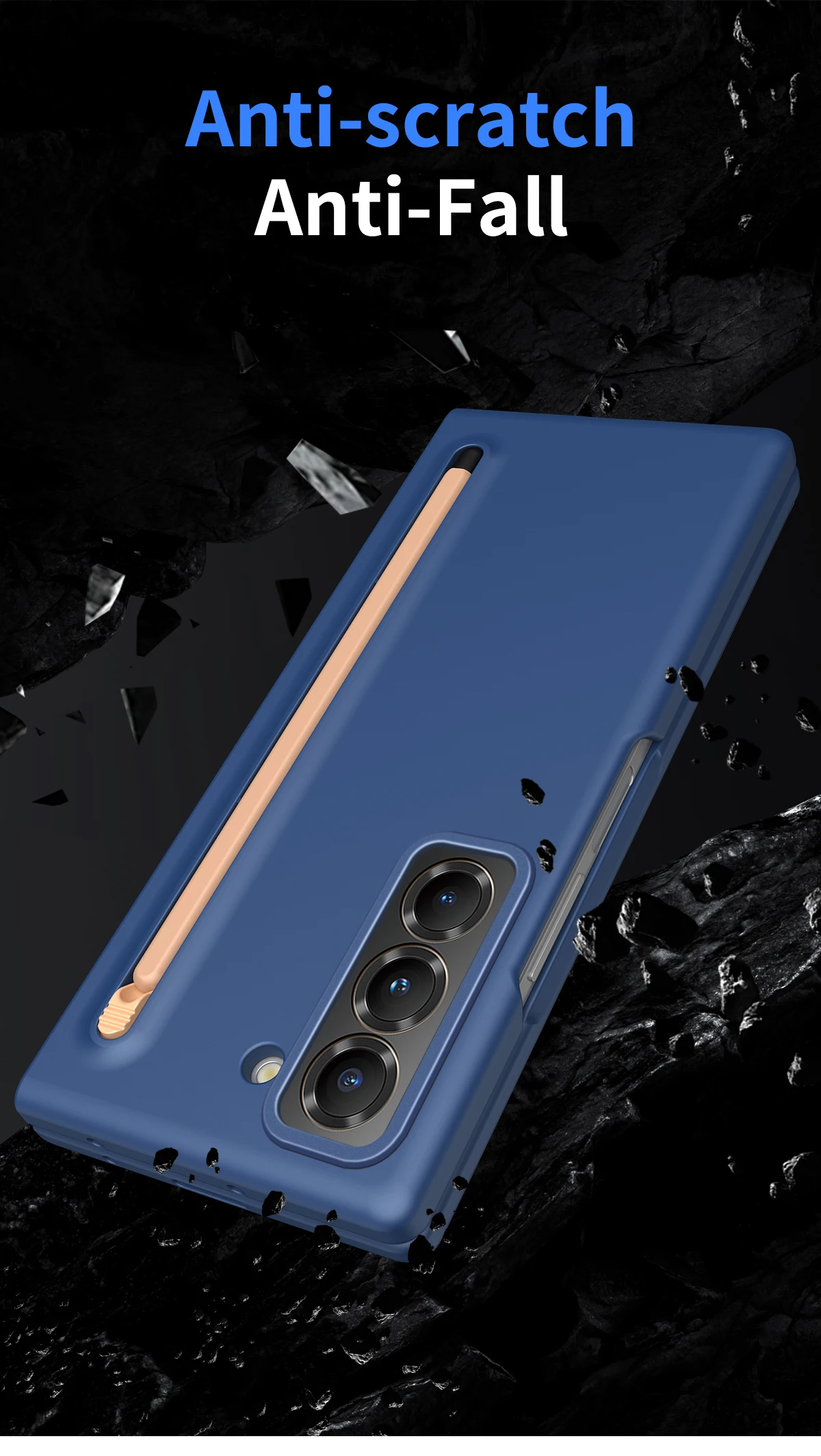 Etui Samsung Galaxy Z Fold 6 5 4 3 Kolor Przyjazny dla skóry Matowy Elastyczny długopis Opcjonalnie z hartowaną folią Wstrząsoodporna twarda okładka — zdjęcie produktu 6