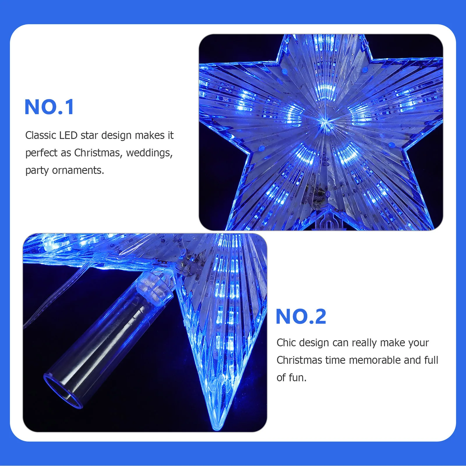 

Christmas Tree Topper Light Led Star Ornament Blue Flashing Holiday Decoration For Home Party Office Bar Hotel Indoor