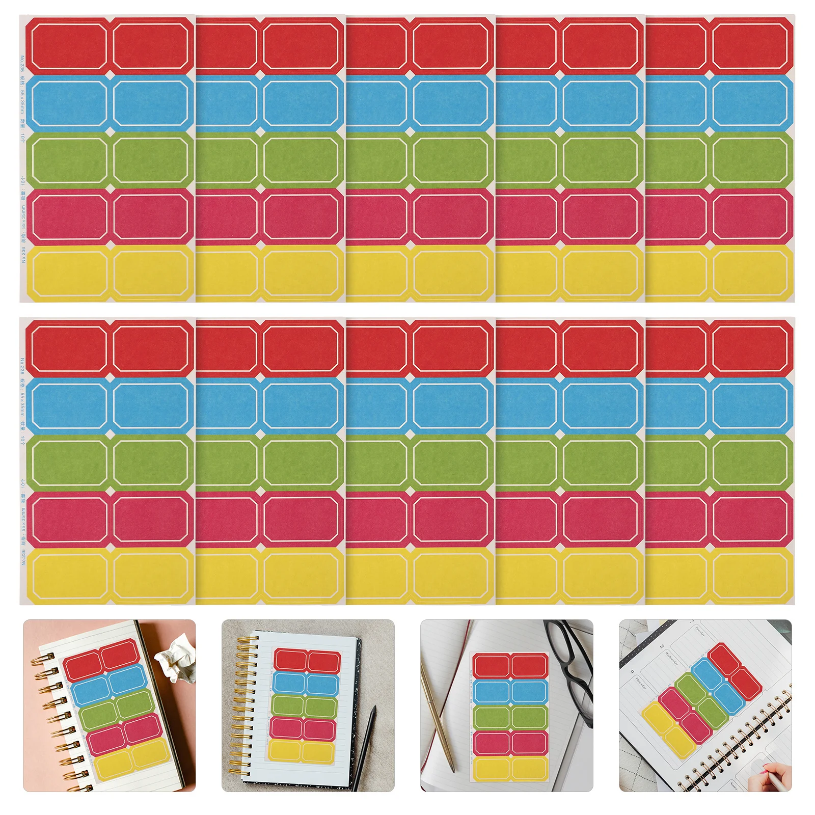 Étiquettes colorées avec nom Portable pour étudiants, autocollant d'écriture manuscrite, marquage de prix, étiquette adhésive inscriptible, 10 feuilles