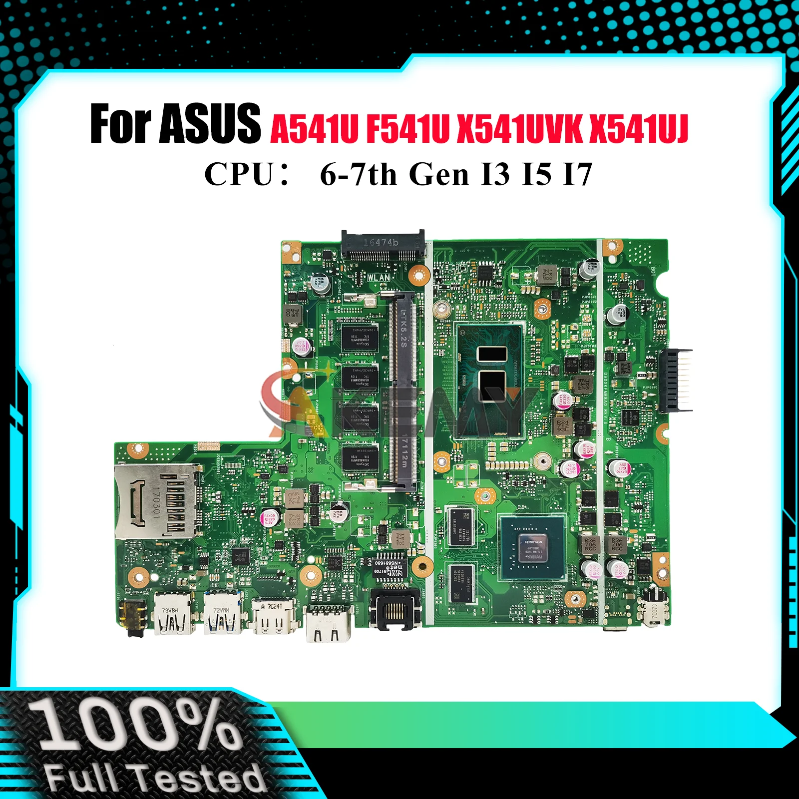 

X541UVK Материнская плата для ноутбука ASUS VivoBook A541U X541UJ X541U X541UAK X541UVK X541UV R541U A541U F541U Материнская плата I3 I5 I7 CPU