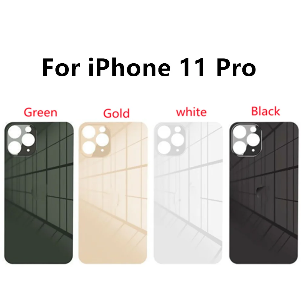 For iPhone 11 Pro Back Glass Panel Battery Cover Big Hole Rear Door Housing Case Replacement Parts With 3M Tape