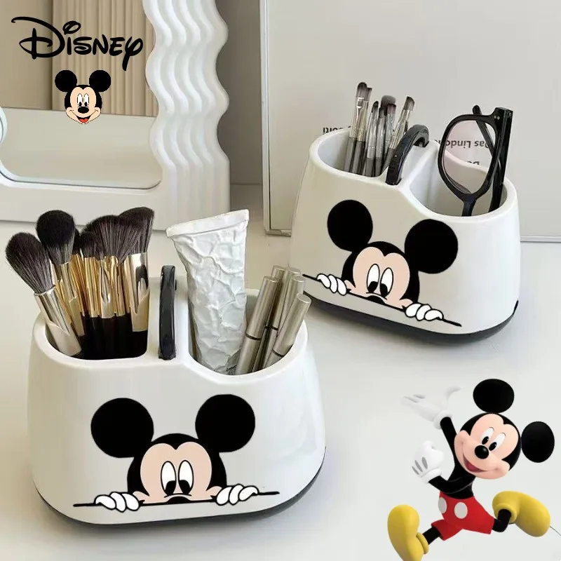 

Cute Disney Cartoon Mickey Girl Home Dresser Large Capacity Cosmetics Storage Desk Stationery Pen Holder Rotating Shelf Gifts