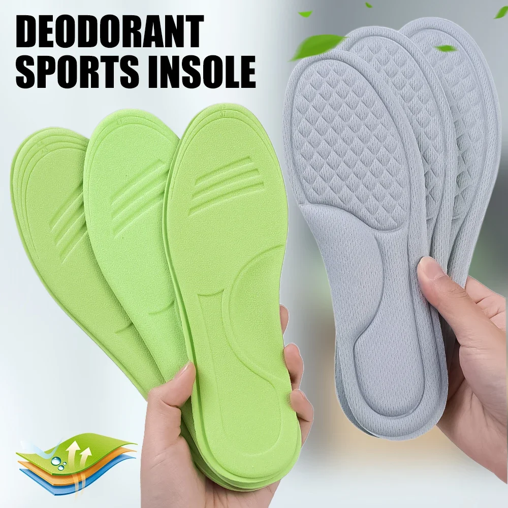 5D Unisex Memory Foam Orthopedic Insoles Deodorizing พื้นรองเท้าสําหรับรองเท้ากีฬาดูดซับเหงื่อนุ่ม Antibiotic รองเท้าอุปกรณ์เสริม