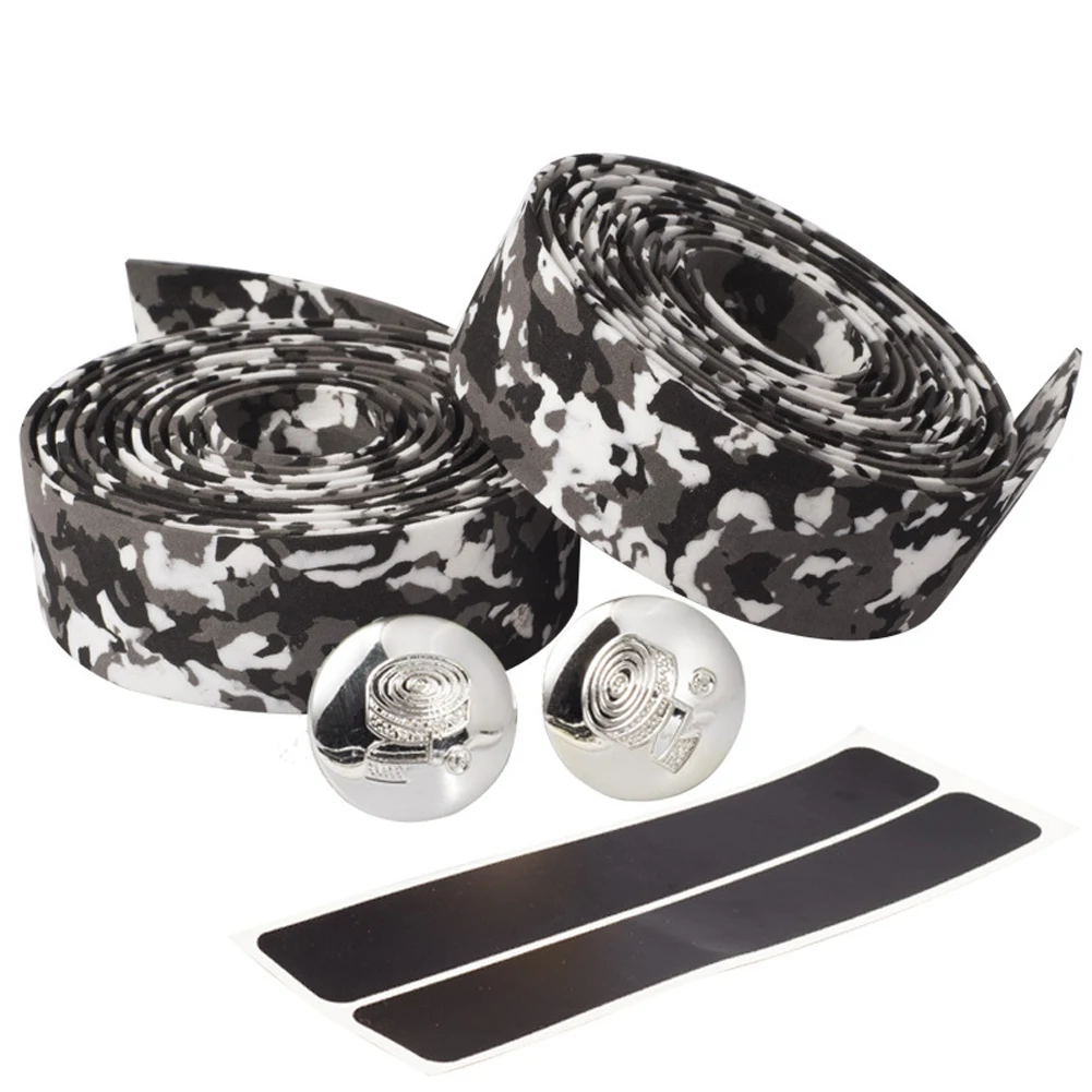 شريط مضاد للانزلاق لمقود الدراجة، شريط إسفنجي للصدمات مقاس 2000 مم مع تشطيب نهاية البار لركوب الدراجات والأنشطة الخارجية