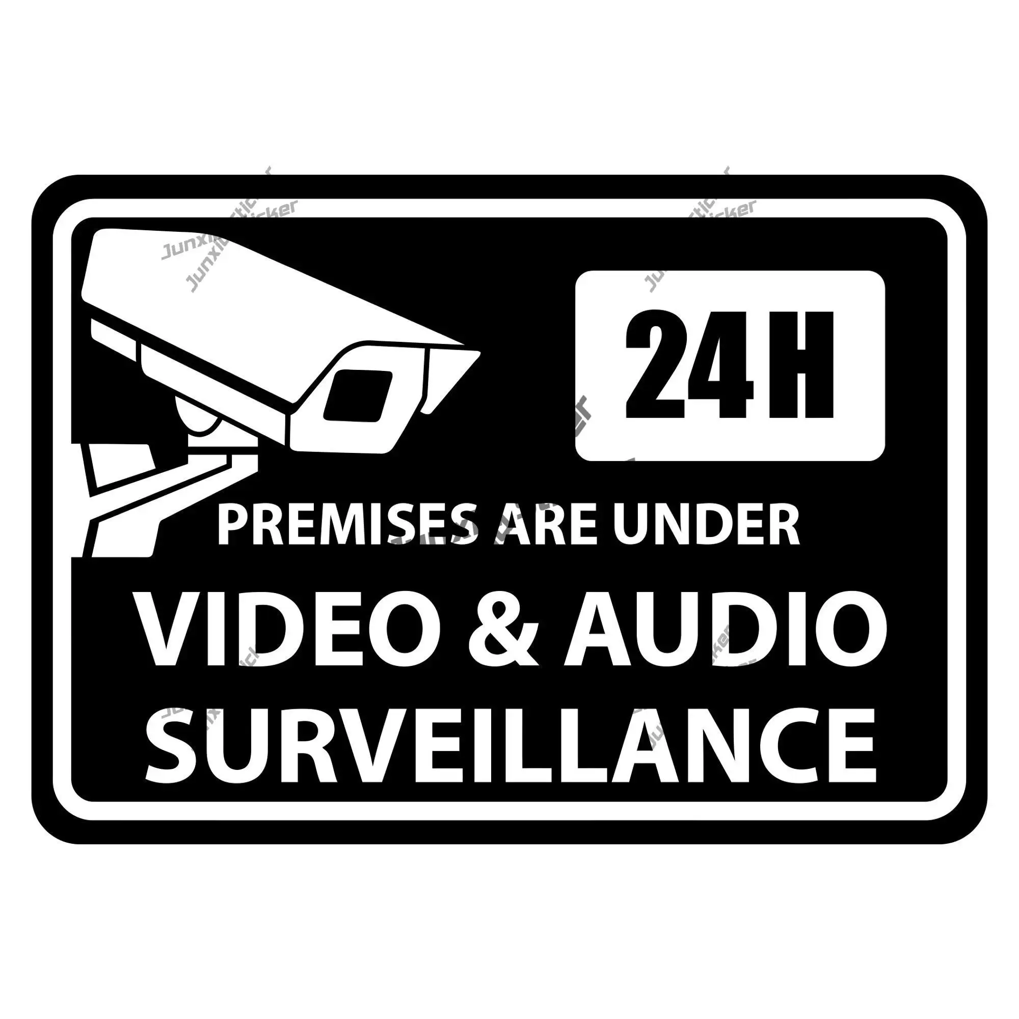 Premises Are Under Video & Audio Surveillance 24 Hour Sign Plaque Sign Self Adhesive Vinyl Decal Funny CCTV Stickers Safety