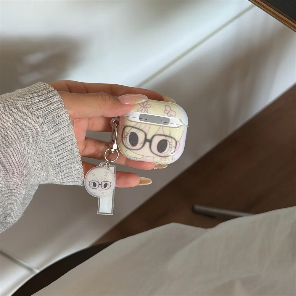 

Cute Cartoon Girl Earphone Cases For AirPods Pro 3 2 AirPods 4 3 2 1 Transparent Cover With Keychain Anti Drop Headset Shell