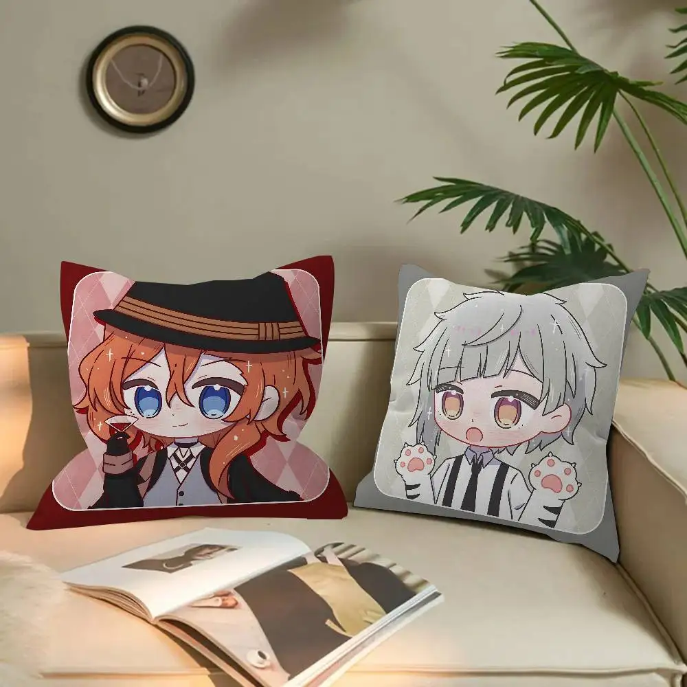 Anime Bungo Stray Dogs Cushion Cover Car Throw Pillow Case For Sofa Car Christmas Gift 40x40cm 45x45cm