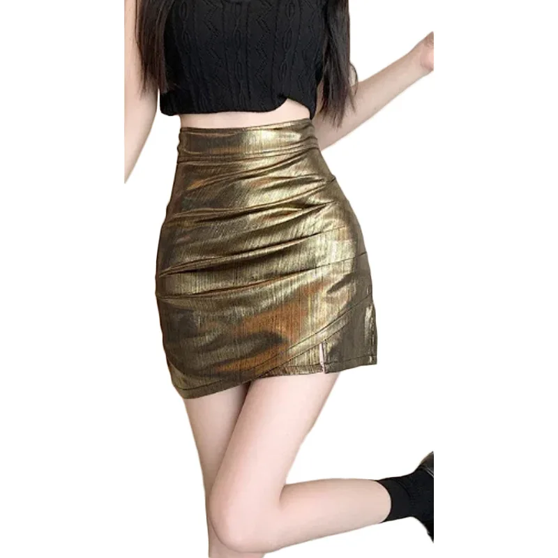 women's high waist sexy pit strip skirt split  A-shaped skirt