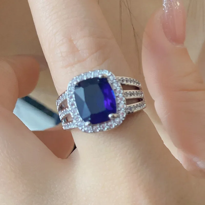 MDL Moissa!ite نمط لايف جديد خمر مربع الياقوت تقليد التورمالين الأخضر S925 خاتم مطلي بالفضة الاسترليني