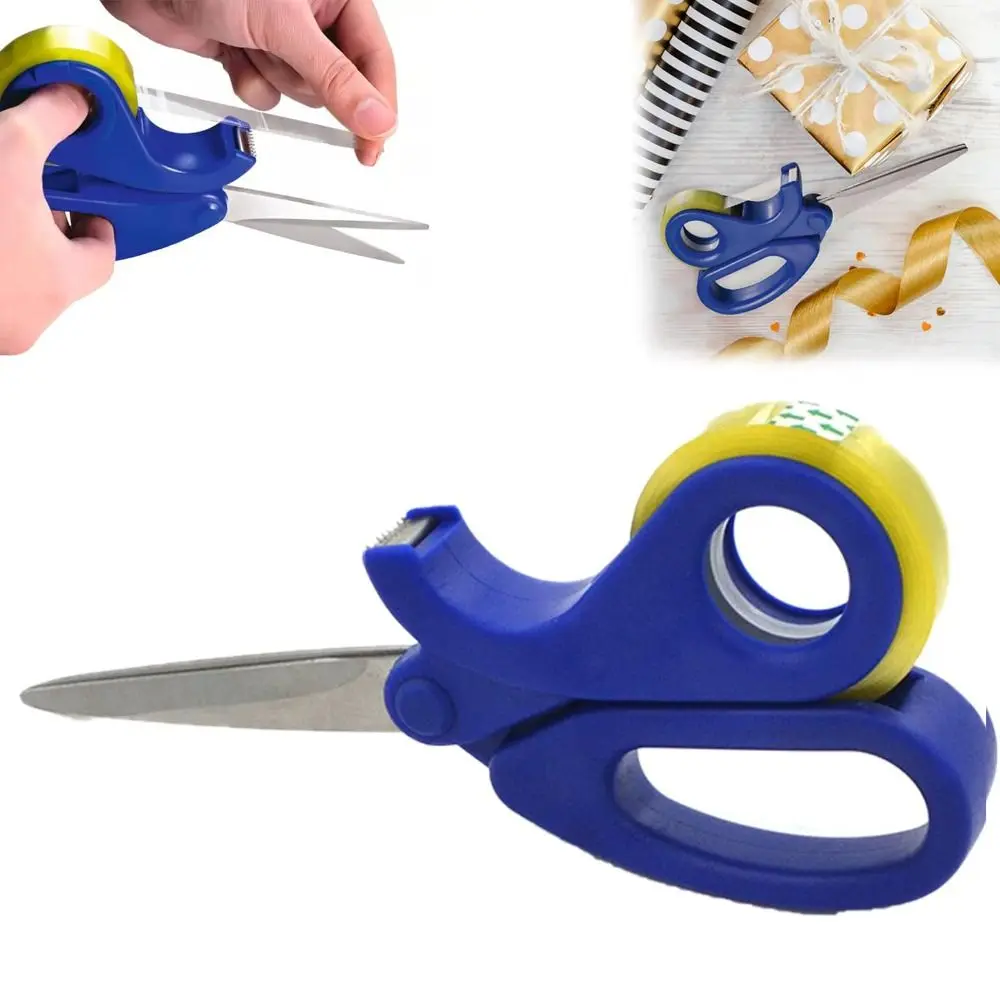New Tape Dispenser Office Scissors Safety With Transparent Tape Tailor Shear Multipurpose Portable DIY Paper Cutter for Desk