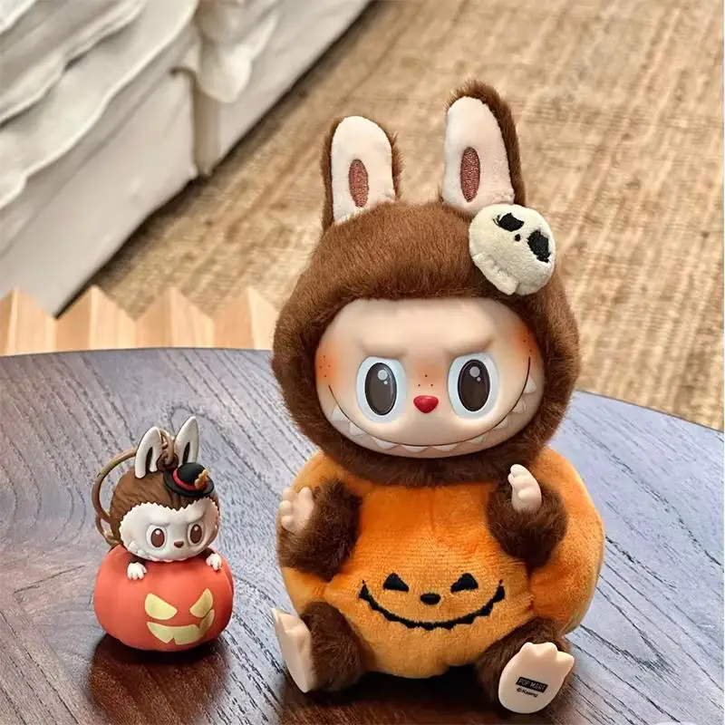 Original Monster Halloween Pumpkin Series Labubu Plush Doll Blind Box Toys Kawai Figure Model Keychain Replica Ornament Gifts