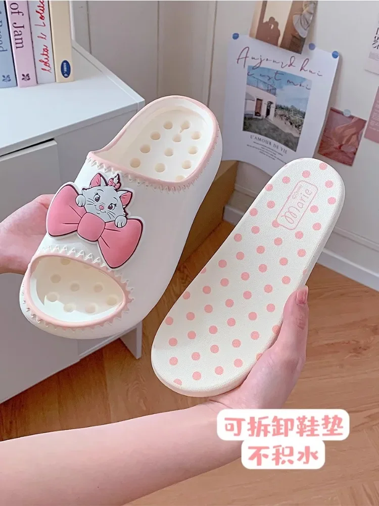 Disney Mary Cat summer personality cute adult girl one-line non-slip indoor and outdoor soft-soled deodorant EVA home slippers