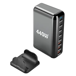 440W GaN Desktop charger 8-port USB Type C PD Charger Fast Charge 3.0 Fast Charger Mobile USB charger For iphone 15 14 Samsung