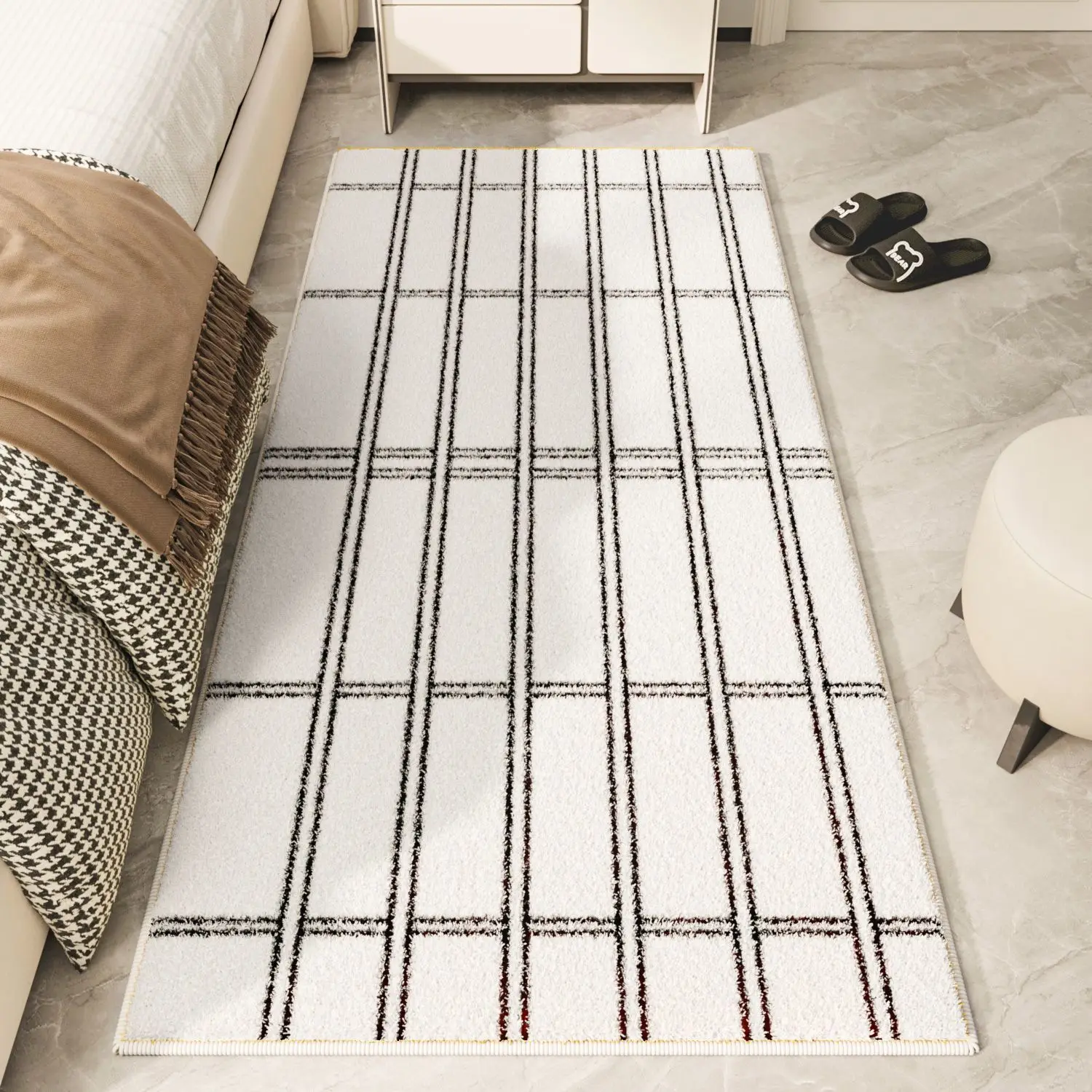 VIKAMA الدوبامين مخطط السجاد غرفة الديكور لينة غرفة نوم السرير البساط غرفة المعيشة وسادة أريكة الشتاء الديكور