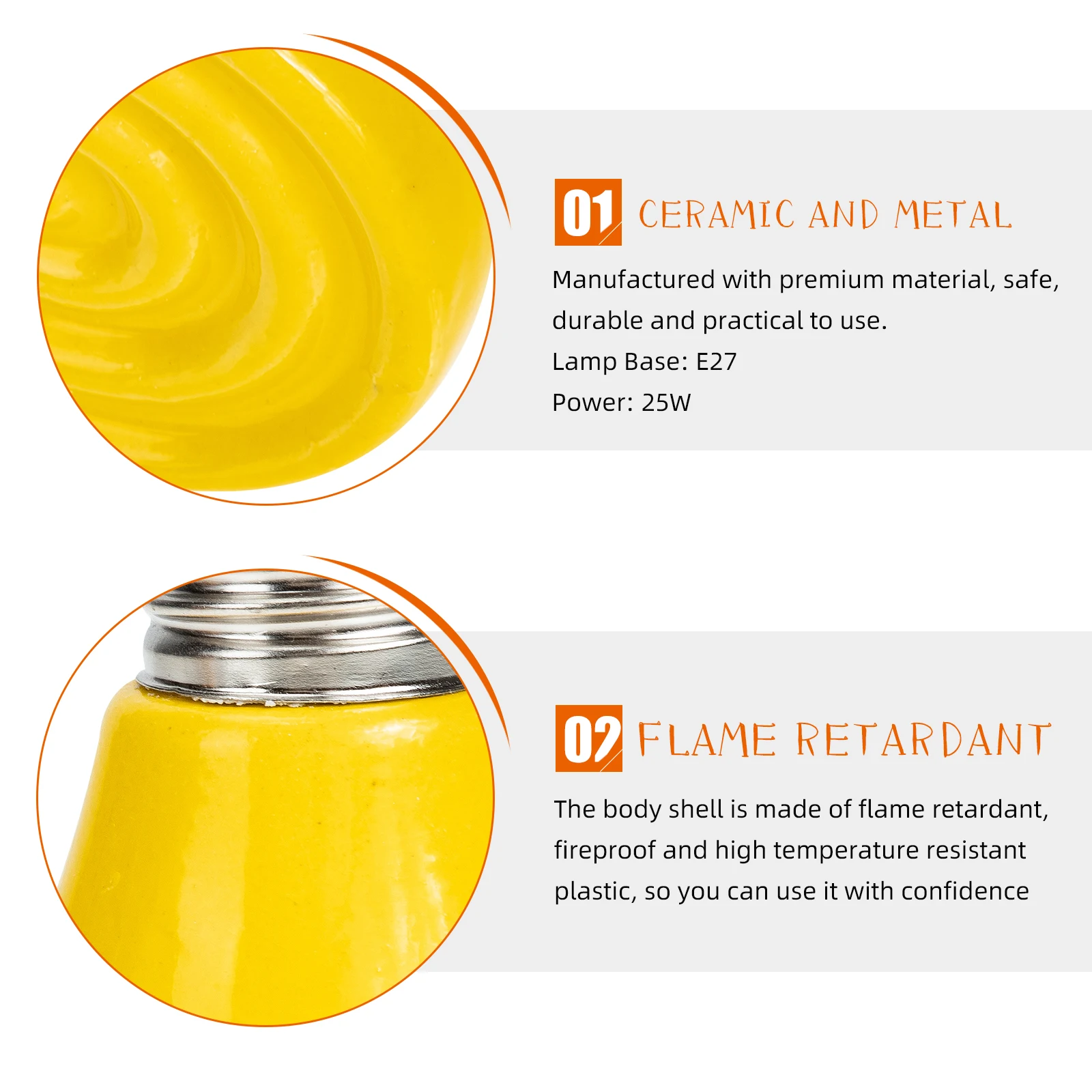 

Ceramic Reptile Heat Lamp Bulb E27 Base Promotes Health Healing Increases Blood Circulation Reptile Accessories