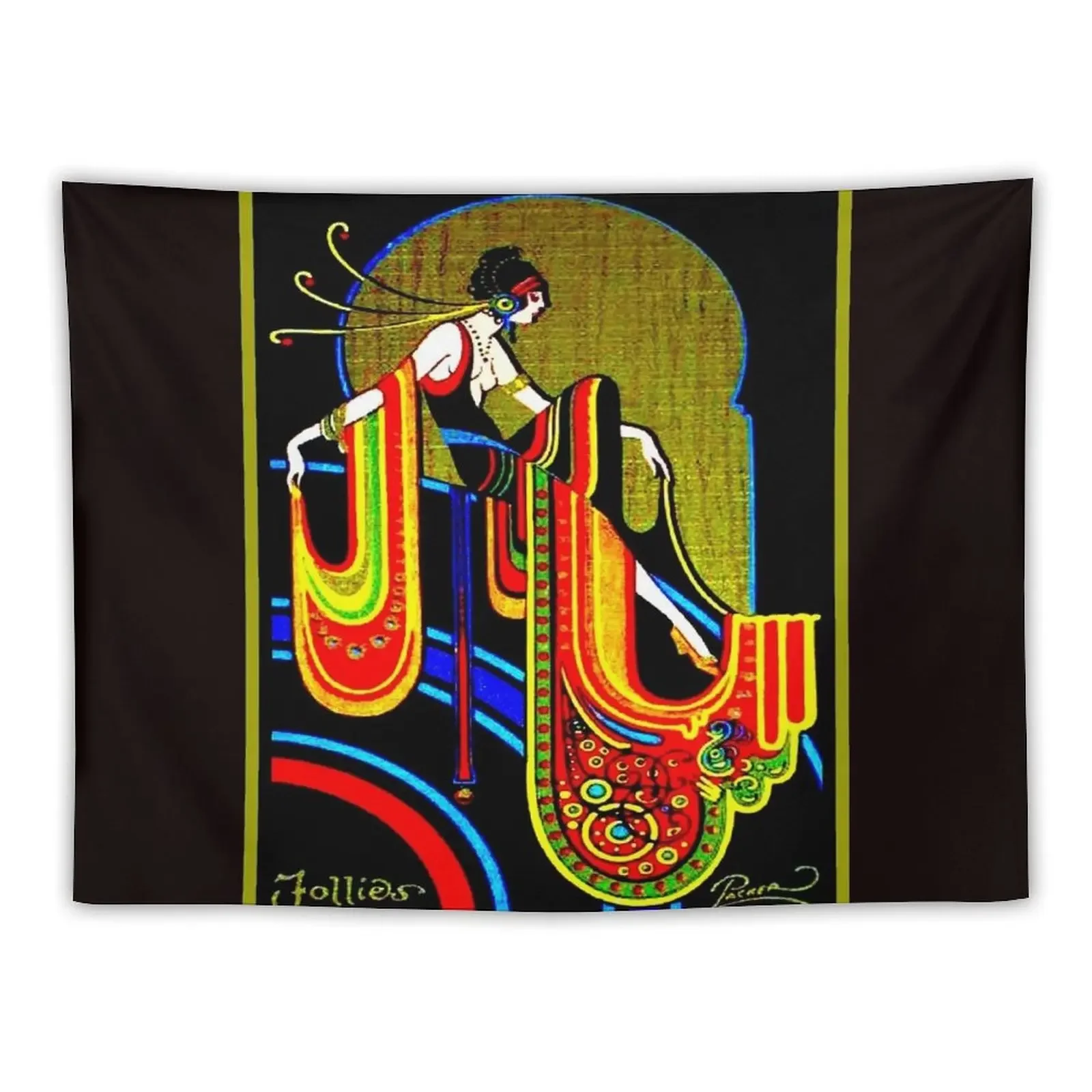 

FLAPPER : Vintage 1920 Art Deco Beautiful Print Tapestry Room Design Cute Decor Tapestry