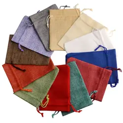 10pcs/lot 7x9cm 10x14cm Natural Burlap Cotton Linen Bag Christmas Candy Gifts Packaging Pouch Storage Bags