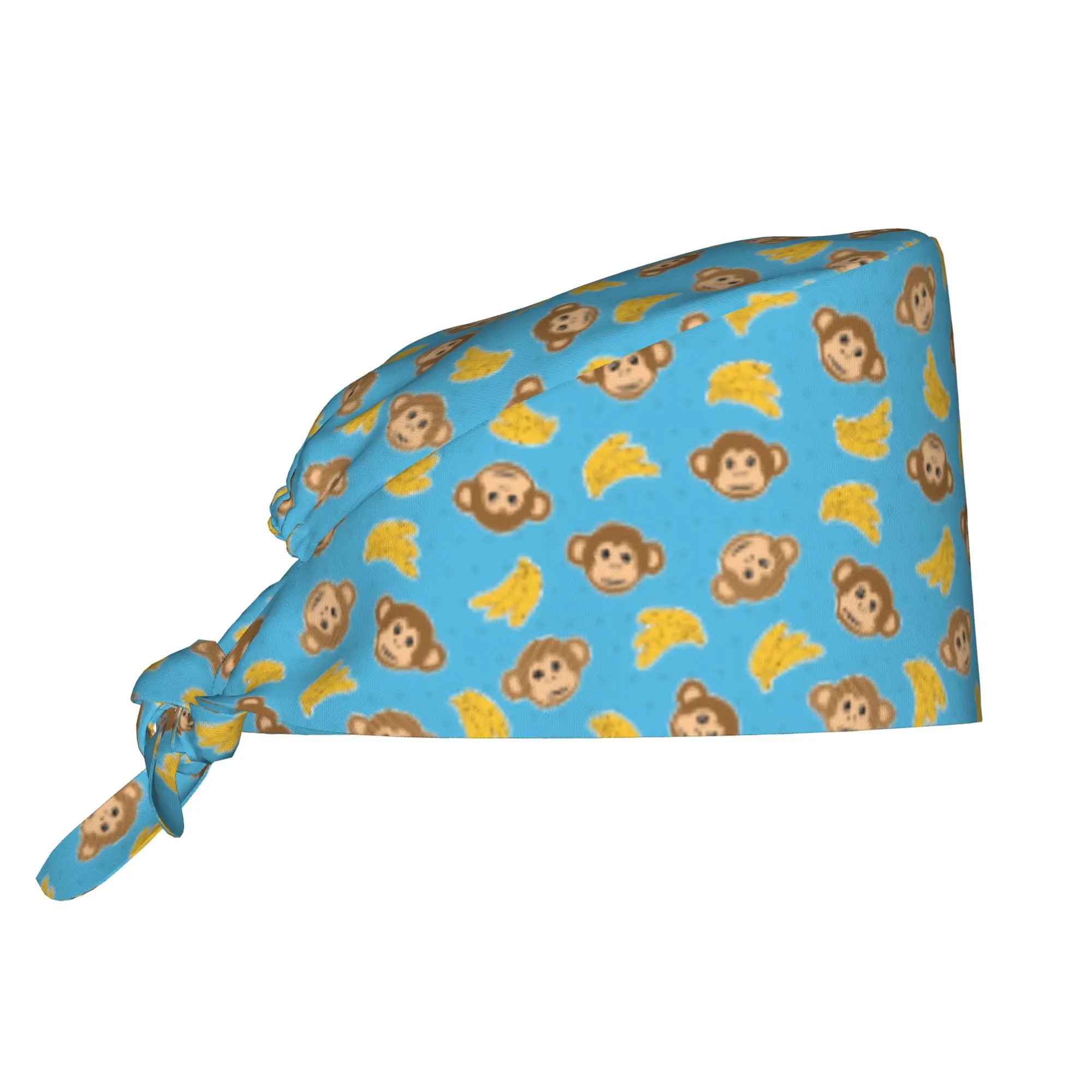Colourful Monkey Printed Working Hat Women Men Lovely Seamless Banana Surgical Hat Scrub Nursing Doctor Surgeon Cap for Nurse